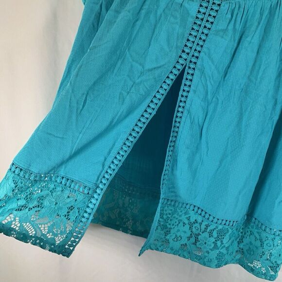 New Ariat Blouse Women's Small Blue Short Sleeve Crotche Round Neck Lightweight - Picture 9 of 9